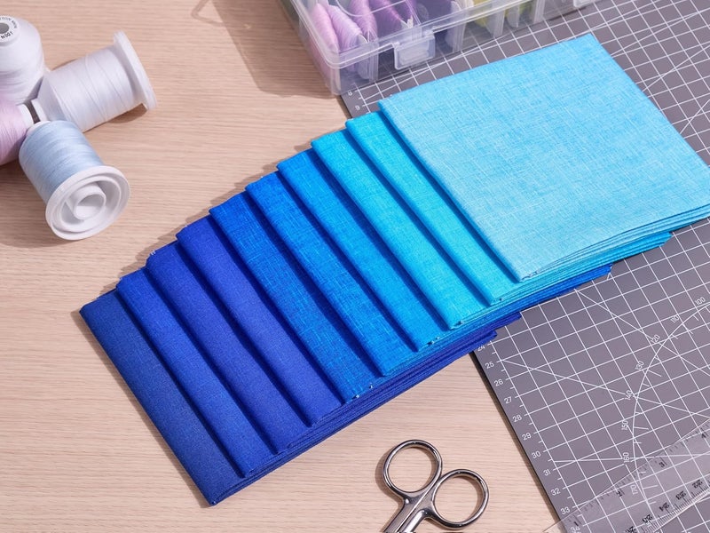 craftido - 11 Options Solids with Tweed Tonals - Assorted Color Cotton Quilting Fabric Bundles 10pcs Fat Quarters 18"x21" - Medium Weight 5.2oz - for Quilting, Sewing and Crafts – Different Blues - Image 5